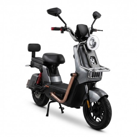 Scooter elétrica Foston X17 cinza vista dianteira em três quartos Scooter elétrica Foston X17 cinza vista dianteira em três quartos